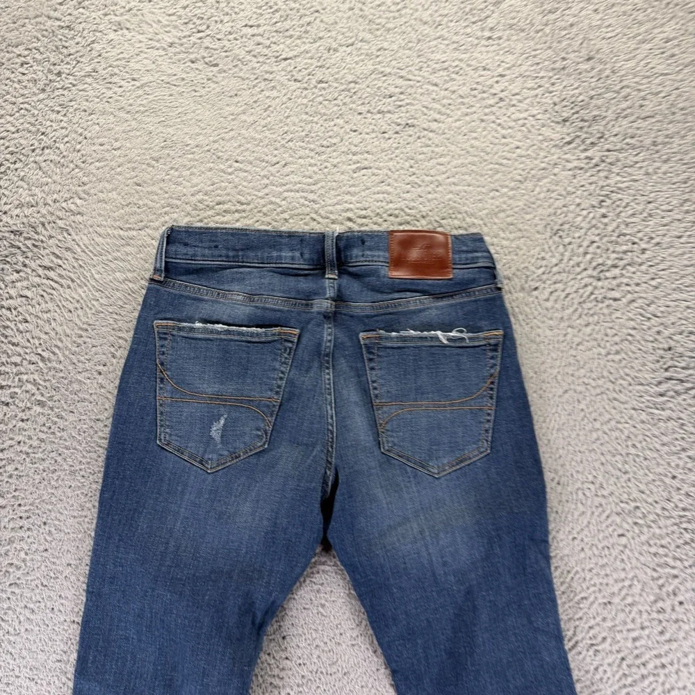 Hollister Jeans Men 31x32 Blue Cotton Denim‎ Skinny Workwear Distressed Stretch